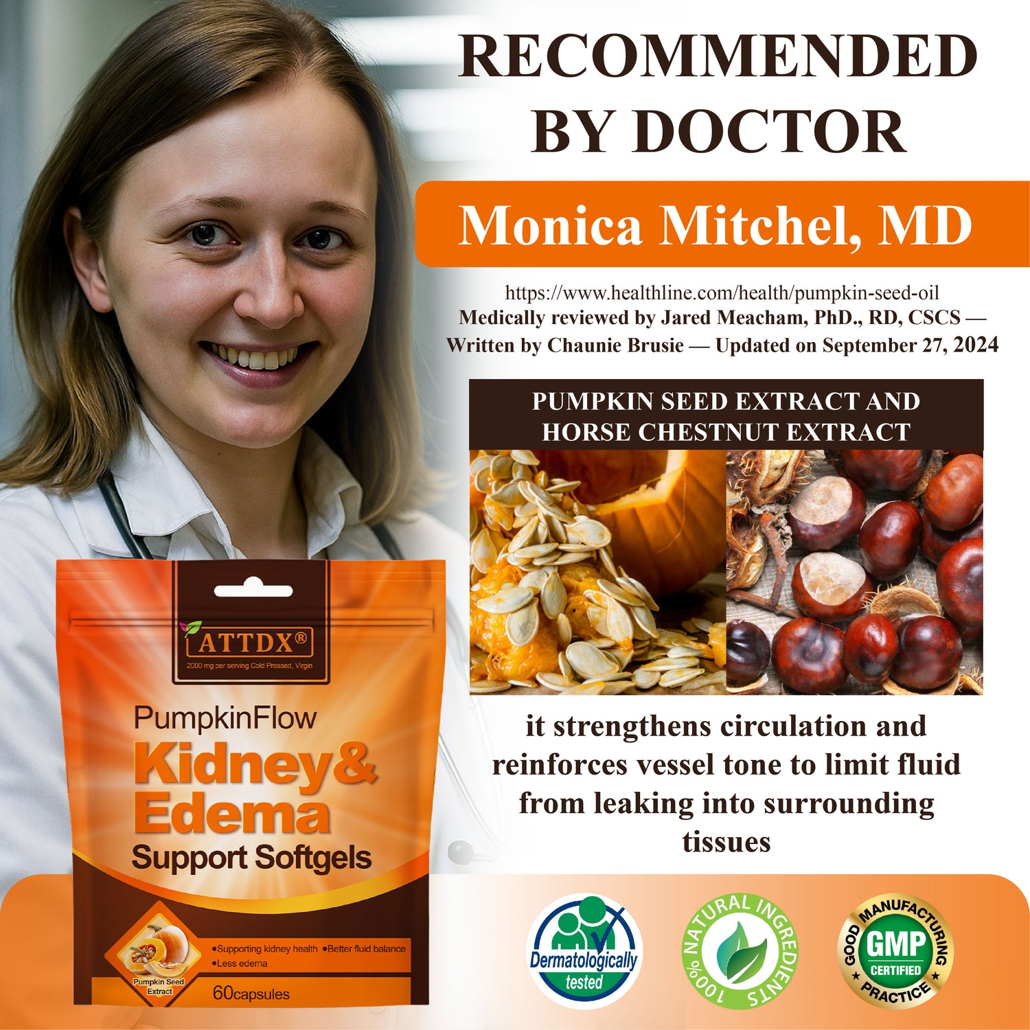 ATTDX® PumpkinFlow Kidney & Edema Support Softgels 34 ATTDX PumpkinFlow Kidney Edema Support Softgels 01